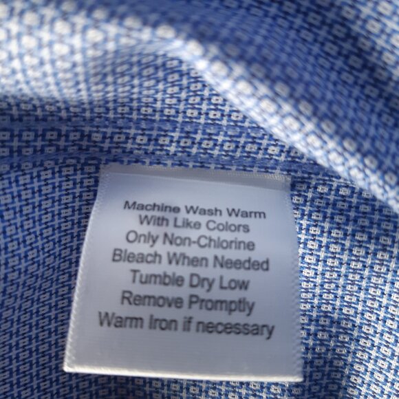 Alfred Sung SZ 16 100% Cotton Blue with White Men's Button Up Dress Shirt - Picture 10 of 14